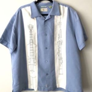 Cubavera Men XL Shirt Embroidered Blue White